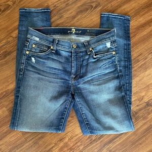 7 For All Man Kind , The Ankle Skinny Blue Jeans, Size 27